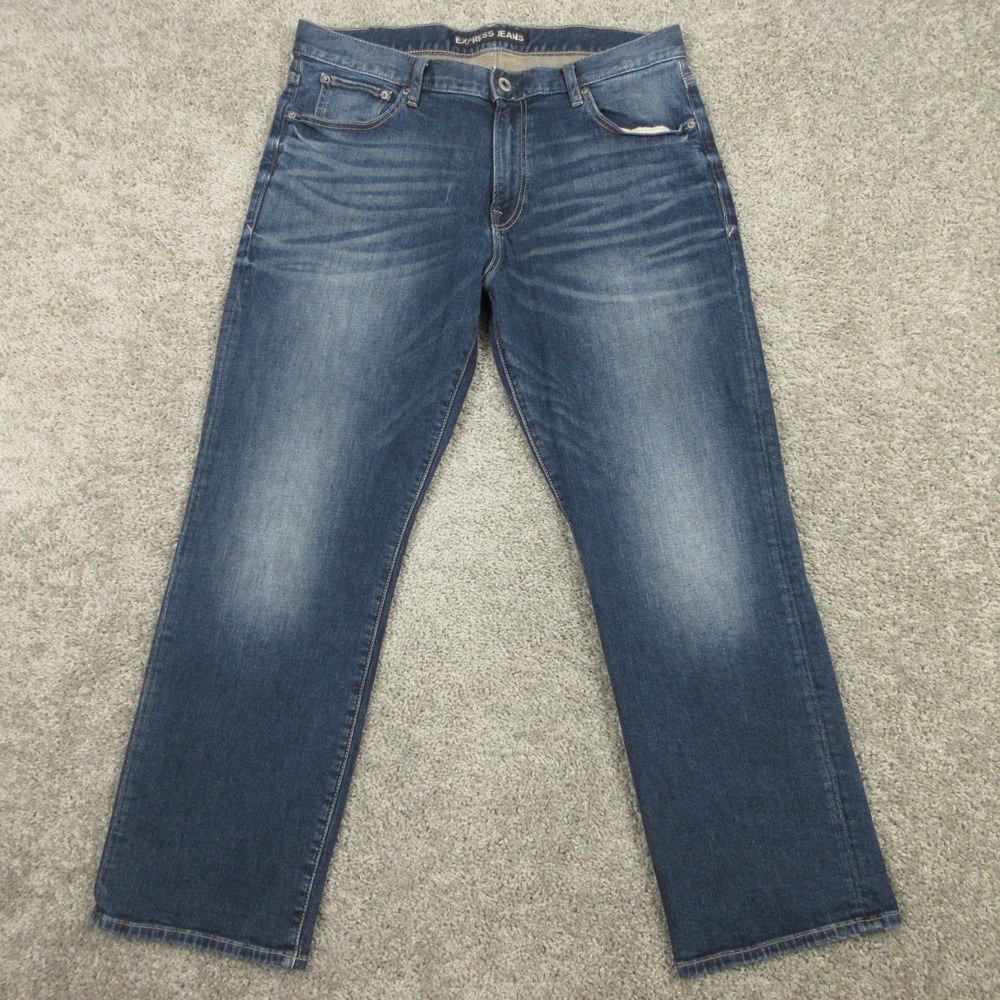 Express Jeans Mens 34x39 Blue Blake Loose Fit Straight Relaxed Faded Denim Pants